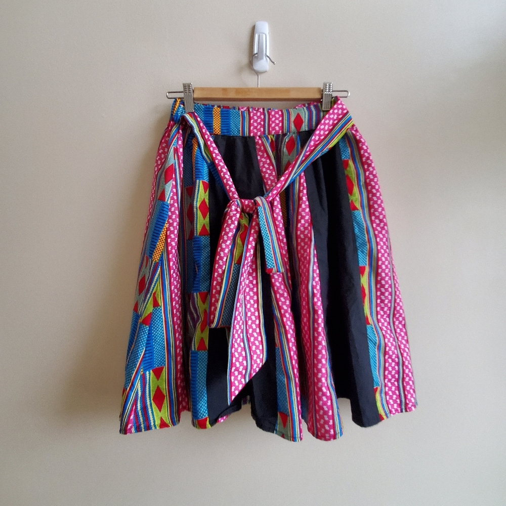Shenbolen BOHO panel/ patch work Women African Print Skirt Small Size